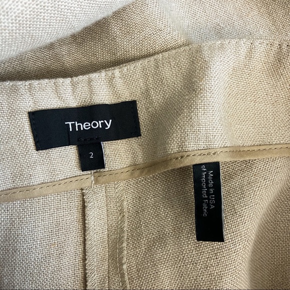 Theory Terena B Khaki Linen Culotte Crop Pants - 2 - Picture 4 of 8